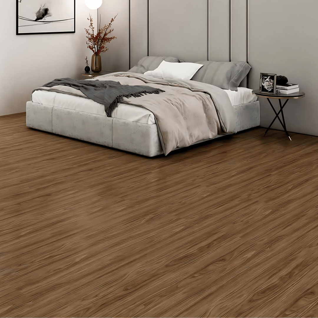 AC: HF000824 - DARK WALNUT - WOOD - BLISS COLLECTION - 8.86INCH X 48.03INCH X 4MM - CLICK N LOCK TILES - WELSPUN FLOORING