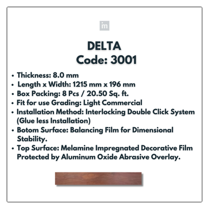 3001 - DELTA - 1215MM X 196MM X 8.0MM  - WOODEN FLOORING -  SOLUTIA - FLOORING