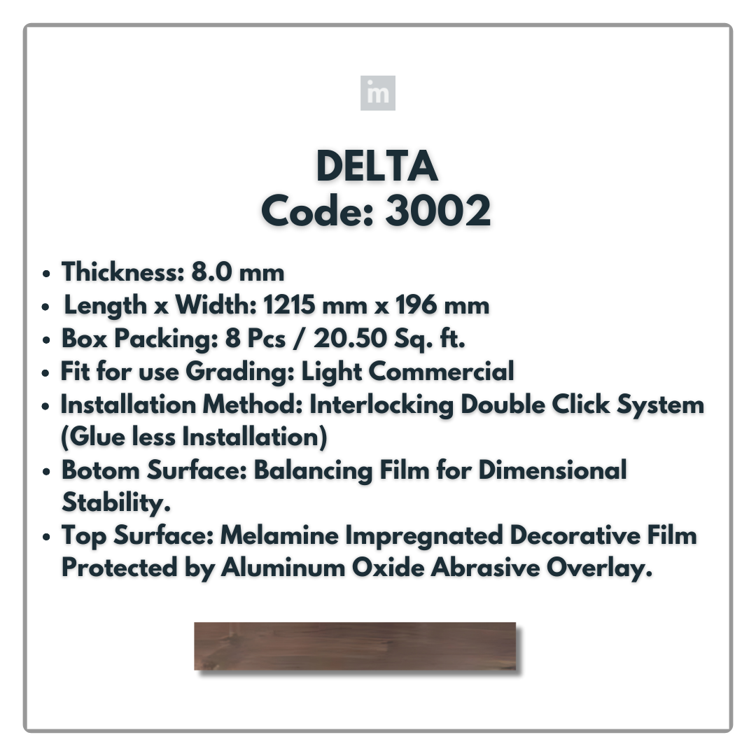 3002 - DELTA - 1215MM X 196MM X 8.0MM  - WOODEN FLOORING -  SOLUTIA - FLOORING