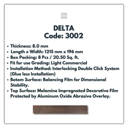 3002 - DELTA - 1215MM X 196MM X 8.0MM  - WOODEN FLOORING -  SOLUTIA - FLOORING
