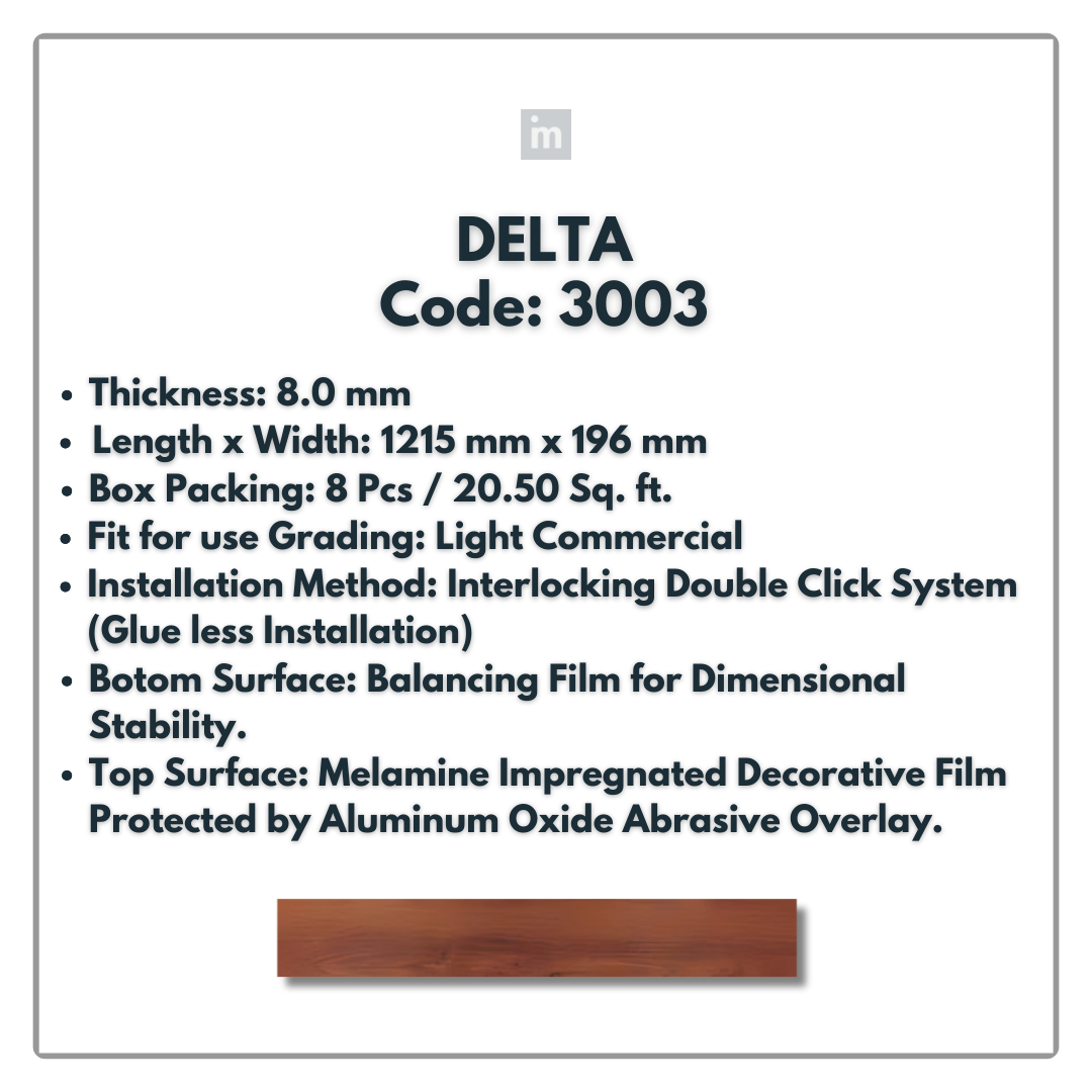 3003 - DELTA - 1215MM X 196MM X 8.0MM  - WOODEN FLOORING -  SOLUTIA - FLOORING