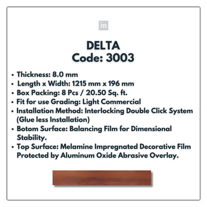 3003 - DELTA - 1215MM X 196MM X 8.0MM  - WOODEN FLOORING -  SOLUTIA - FLOORING
