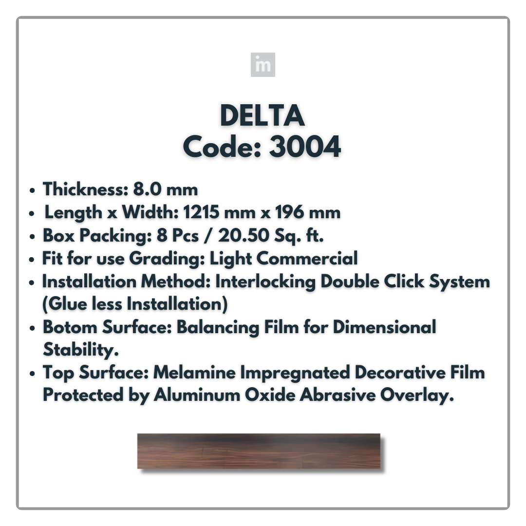 3004 - DELTA - 1215MM X 196MM X 8.0MM  - WOODEN FLOORING -  SOLUTIA - FLOORING