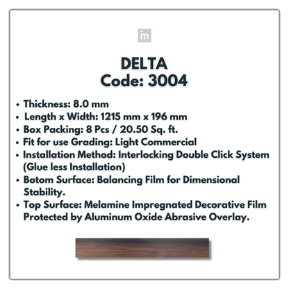 3004 - DELTA - 1215MM X 196MM X 8.0MM  - WOODEN FLOORING -  SOLUTIA - FLOORING