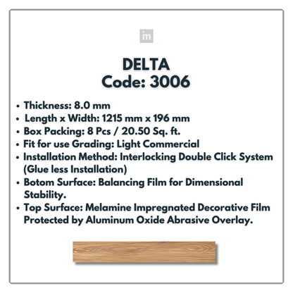 3006 - DELTA - 1215MM X 196MM X 8.0MM  - WOODEN FLOORING -  SOLUTIA - FLOORING
