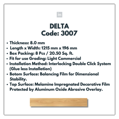3007 - DELTA - 1215MM X 196MM X 8.0MM  - WOODEN FLOORING -  SOLUTIA - FLOORING