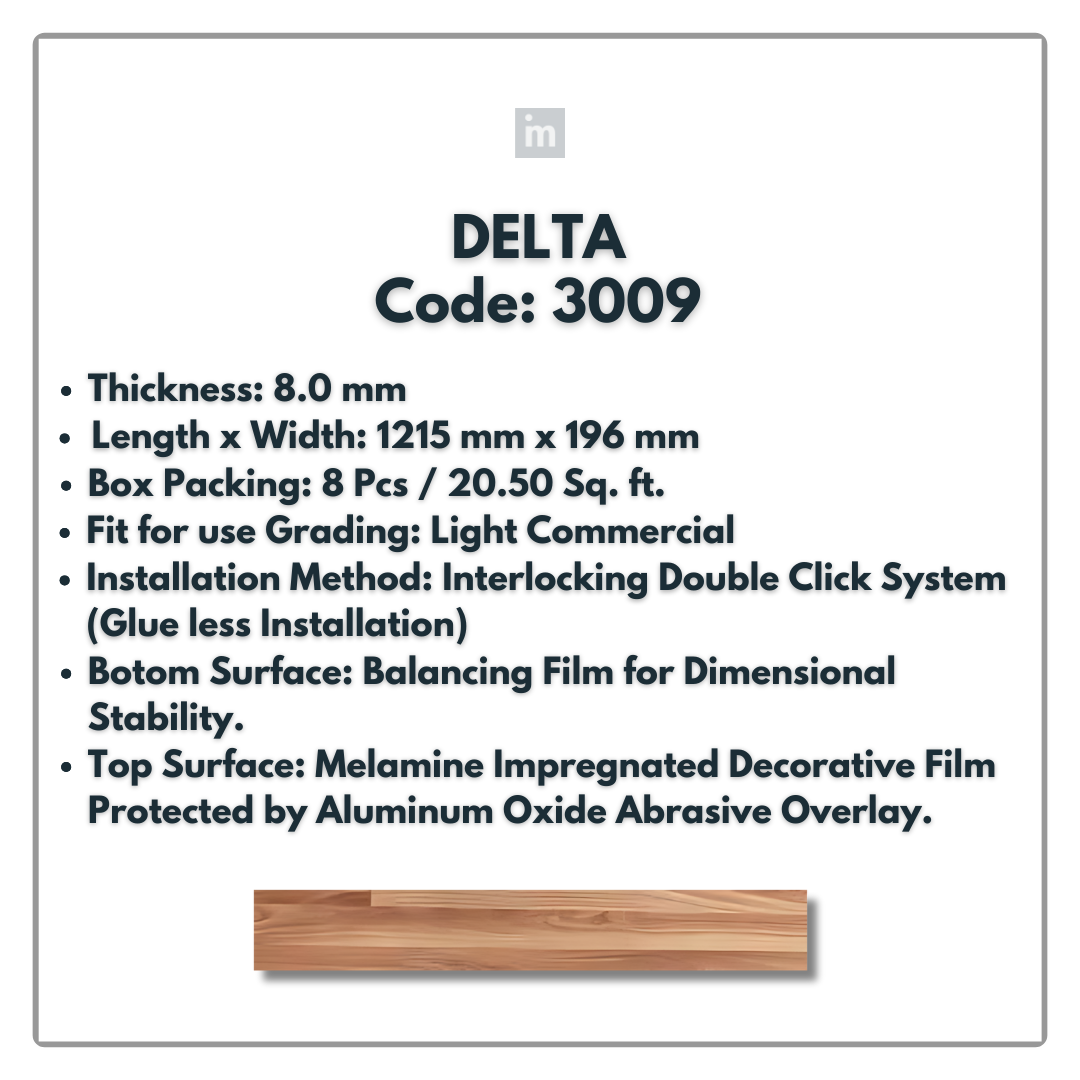3009 - DELTA - 1215MM X 196MM X 8.0MM  - WOODEN FLOORING -  SOLUTIA - FLOORING