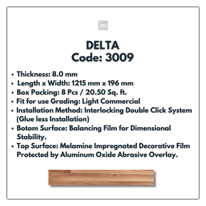 3009 - DELTA - 1215MM X 196MM X 8.0MM  - WOODEN FLOORING -  SOLUTIA - FLOORING