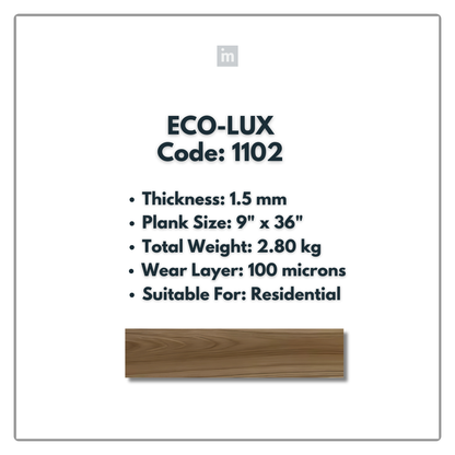 1102 - ECO LUX - 6" X 36" X 1.5MM - PVC FLOORING - VINYL  PLANKS &  TILES -  SOLUTIA - FLOORING