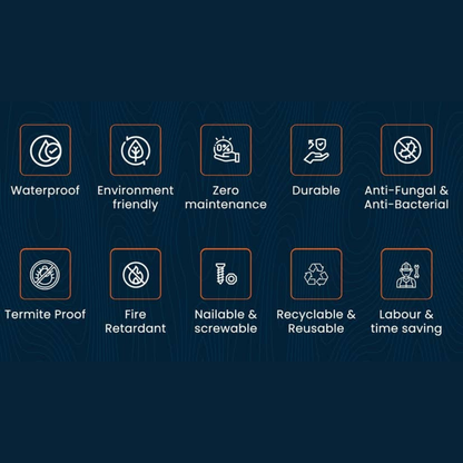 WPC Co-Extrusion Great Wall Panel | Finish: Brushed| Colours: Teak, Redwood, Walnut, Black | Size: 2440 x 219 x 26mm