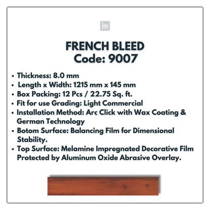 9007 - FRENCH BLEED - 1215MM X 196MM X 8.0MM  - WOODEN FLOORING -  SOLUTIA - FLOORING