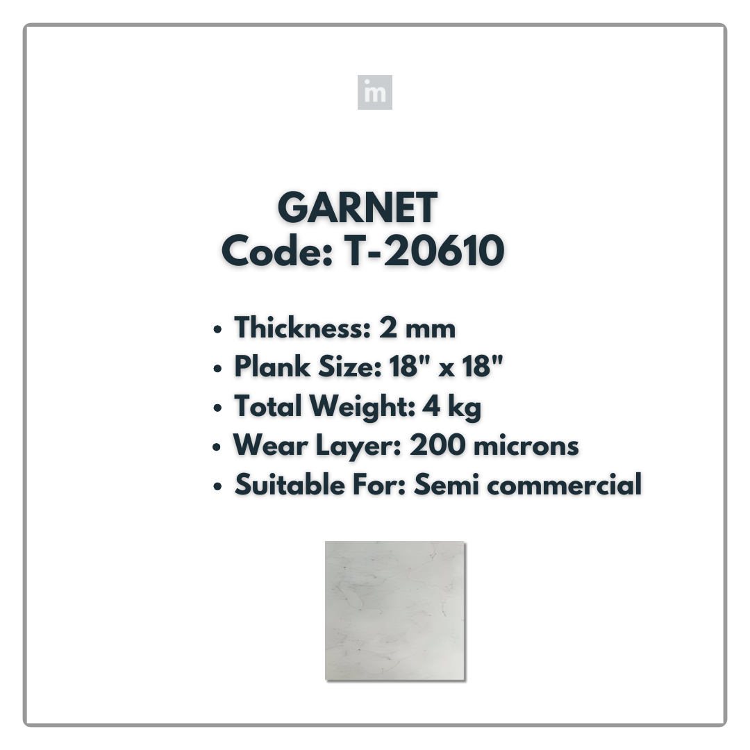 T - 20610 - GARNET - 18" X 18" X 2MM - PVC FLOORING - VINYL  PLANKS &  TILES -  SOLUTIA - FLOORING