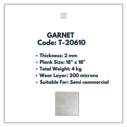 T - 20610 - GARNET - 18" X 18" X 2MM - PVC FLOORING - VINYL  PLANKS &  TILES -  SOLUTIA - FLOORING