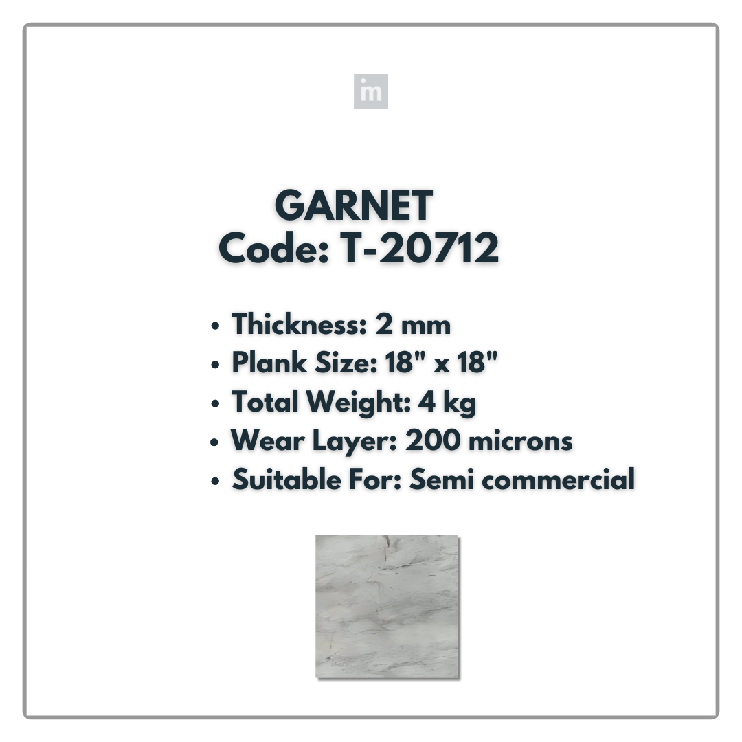 T - 20712 - GARNET - 18" X 18" X 2MM - PVC FLOORING - VINYL  PLANKS &  TILES -  SOLUTIA - FLOORING