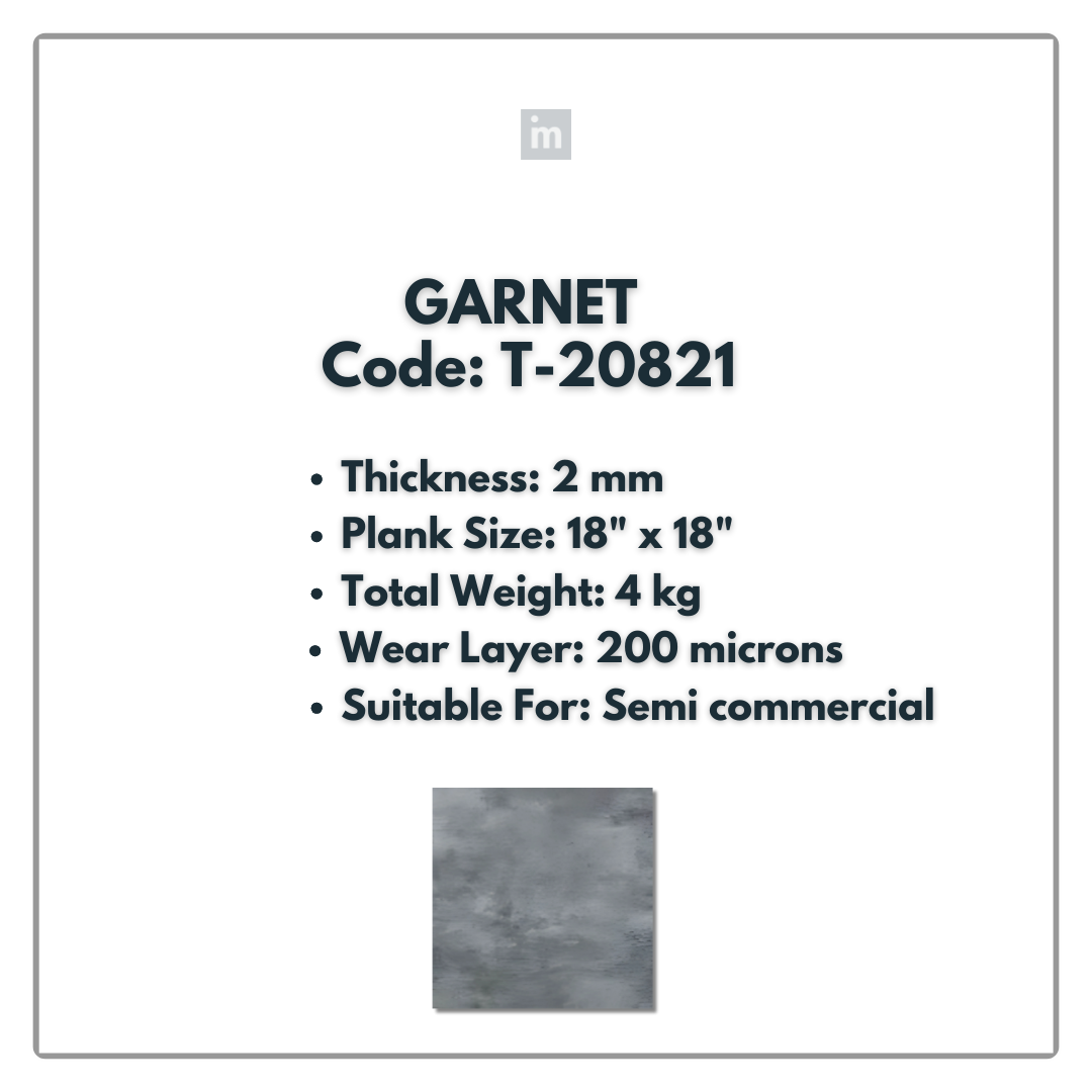 T - 20821 - GARNET - 18" X 18" X 2MM - PVC FLOORING - VINYL  PLANKS &  TILES -  SOLUTIA - FLOORING