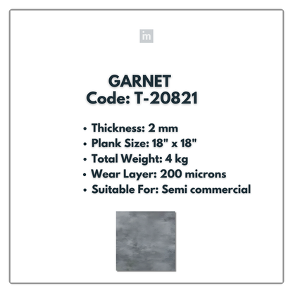 T - 20821 - GARNET - 18" X 18" X 2MM - PVC FLOORING - VINYL  PLANKS &  TILES -  SOLUTIA - FLOORING