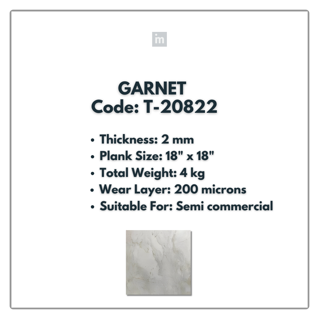 T - 20822 - GARNET - 18" X 18" X 2MM - PVC FLOORING - VINYL  PLANKS &  TILES -  SOLUTIA - FLOORING