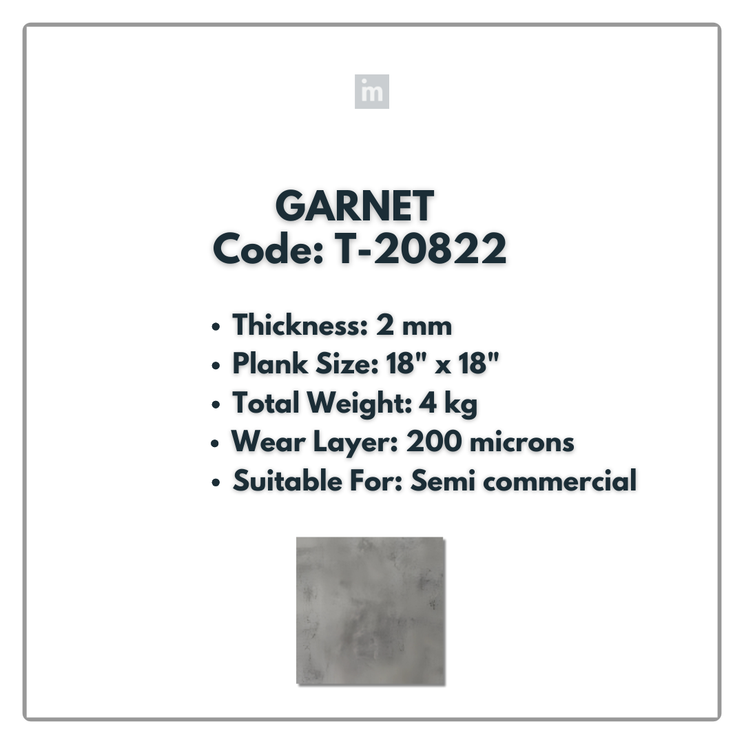 T - 20822 - GARNET - 18" X 18" X 2MM - PVC FLOORING - VINYL  PLANKS &  TILES -  SOLUTIA - FLOORING