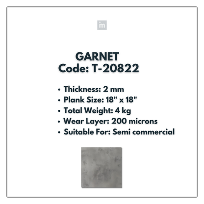 T - 20822 - GARNET - 18" X 18" X 2MM - PVC FLOORING - VINYL  PLANKS &  TILES -  SOLUTIA - FLOORING