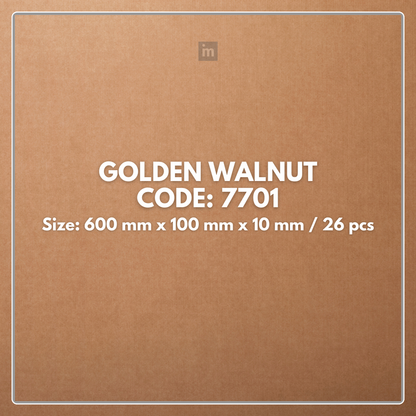 7701 - GOLDEN WALNUT - 600MM X 100MM X 10MM - LIVANTI - WOOD FLOORS - HYBRID LAMINATE FLOORING