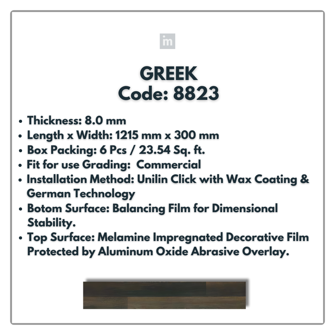 8823 - GREEK - 1215MM X 196MM X 8.0MM  - WOODEN FLOORING -  SOLUTIA - FLOORING