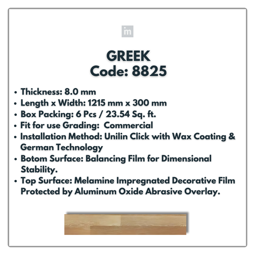 8825 - GREEK - 1215MM X 196MM X 8.0MM  - WOODEN FLOORING -  SOLUTIA - FLOORING