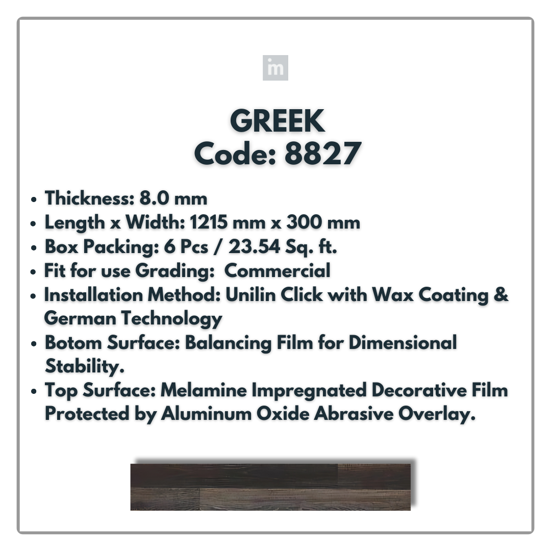 8827 - GREEK - 1215MM X 196MM X 8.0MM  - WOODEN FLOORING -  SOLUTIA - FLOORING