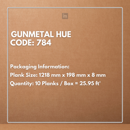 784 - GUNMETAL HUE - AC4 1218MM X 198MM X 8MM - MAJESTIC - LAMINATE WOODEN  FLOORING