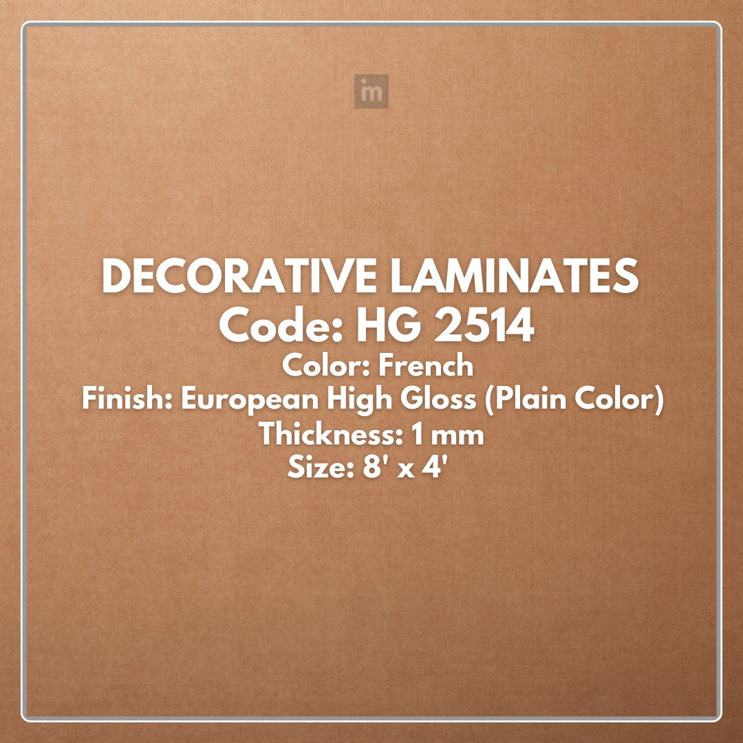 HG 2514 FRENCH / EUROPEAN HIGH GLOSS / PLAIN COLOR / DECORATIVE LAMINATE / THINK LUXURY  - 1MM - 8FT x 4FT