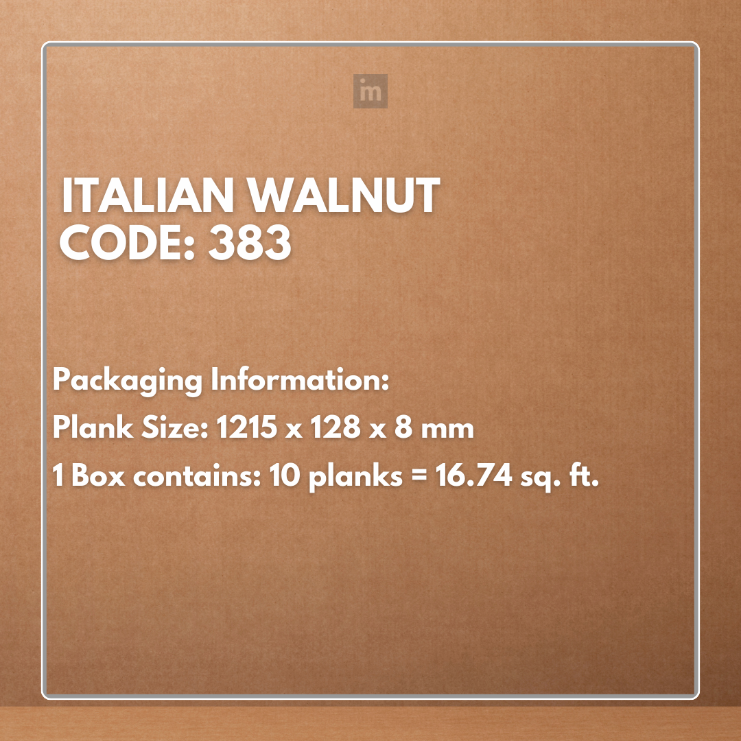 383 - ITALIAN WALNUT - AC5 1215MM X 128MM X 8MM - ELEVATE LUXURIOUS WALNUT SHADES  - LAMINATE WOODEN  FLOORING