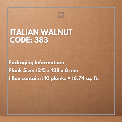 383 - ITALIAN WALNUT - AC5 1215MM X 128MM X 8MM - ELEVATE LUXURIOUS WALNUT SHADES  - LAMINATE WOODEN  FLOORING