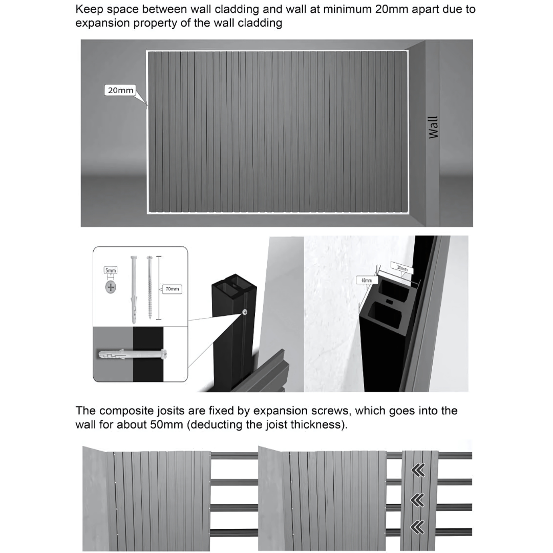 WPC Co-Extrusion Great Wall Panel | Finish: Brushed| Colours: Teak, Redwood, Walnut, Black | Size: 2440 x 219 x 26mm