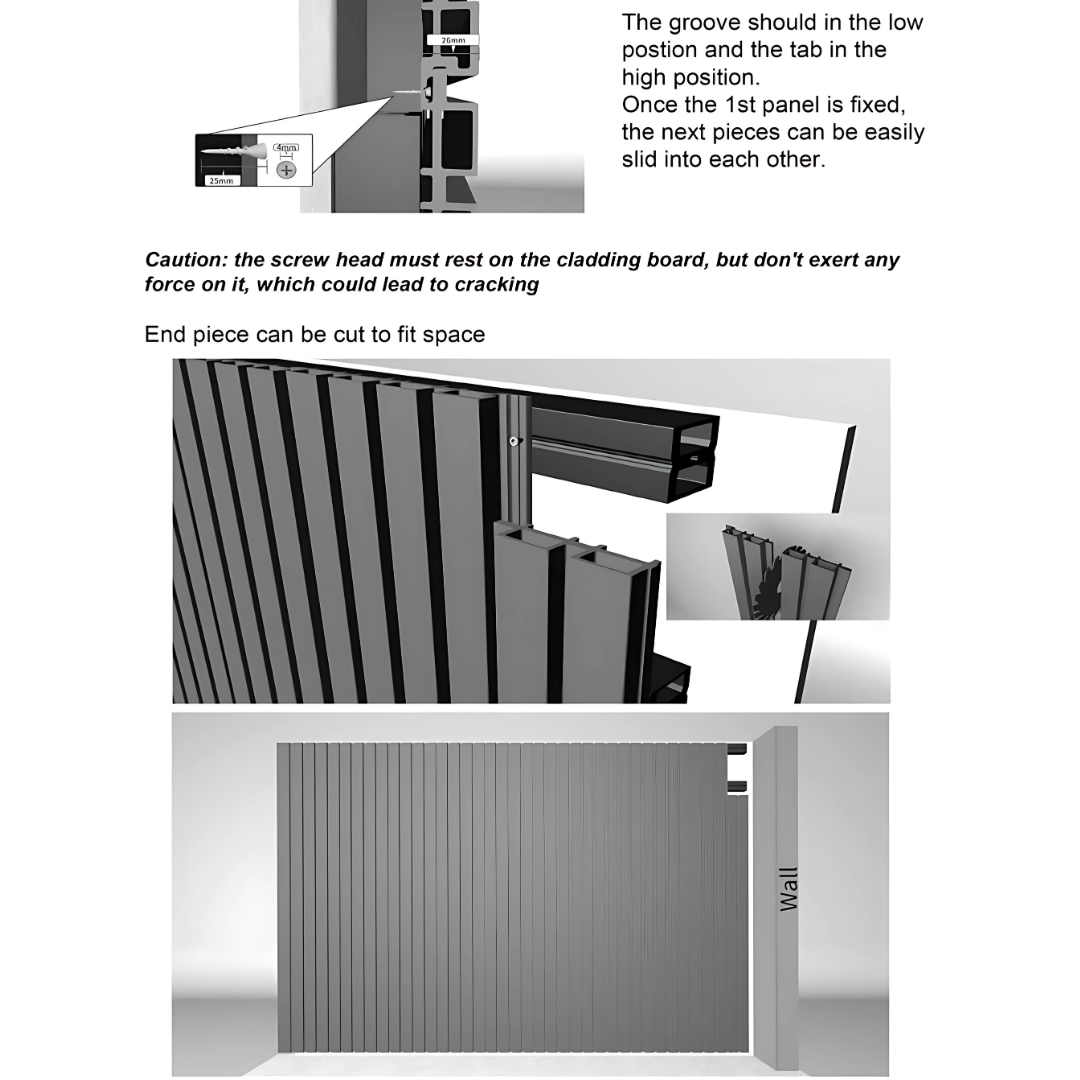 WPC Co-Extrusion Great Wall Panel | Finish: Brushed| Colours: Teak, Redwood, Walnut, Black | Size: 2440 x 219 x 26mm
