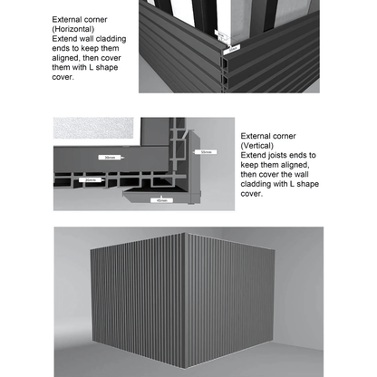 WPC Co-Extrusion Great Wall Panel | Finish: Brushed| Colours: Teak, Redwood, Walnut, Black | Size: 2440 x 219 x 26mm