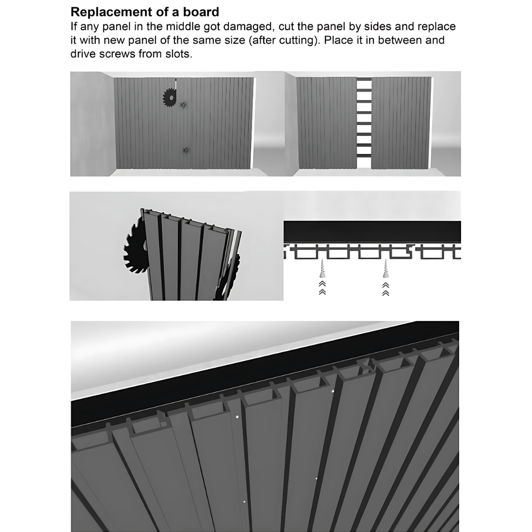 WPC Co-Extrusion Great Wall Panel | Finish: Brushed| Colours: Teak, Redwood, Walnut, Black | Size: 2440 x 219 x 26mm