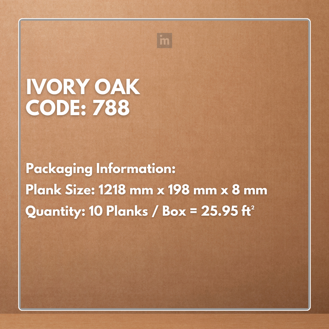 788 - IVORY OAK - AC4 1218MM X 198MM X 8MM - MAJESTIC - LAMINATE WOODEN  FLOORING