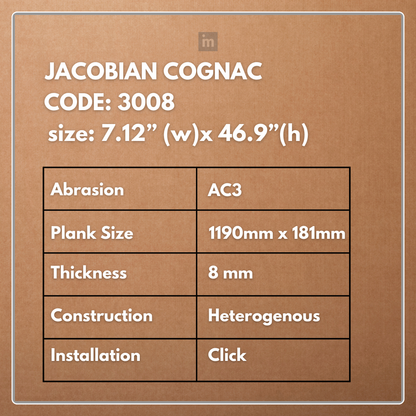 LM 3008 - JACOBIAN COGNAC - AC3 08MM X 1190MM X 181MM  - EXCELAM - PRIME FLOORS  - HDF LAMINATE FLOORING