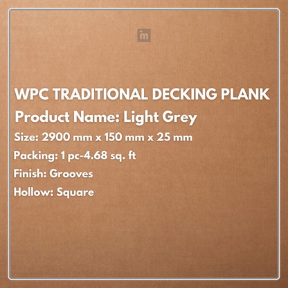 LIGHT GREY - WPC TRADITIONAL DECKING PLANK - FLOORWALK  - LAMINATE FLOORING