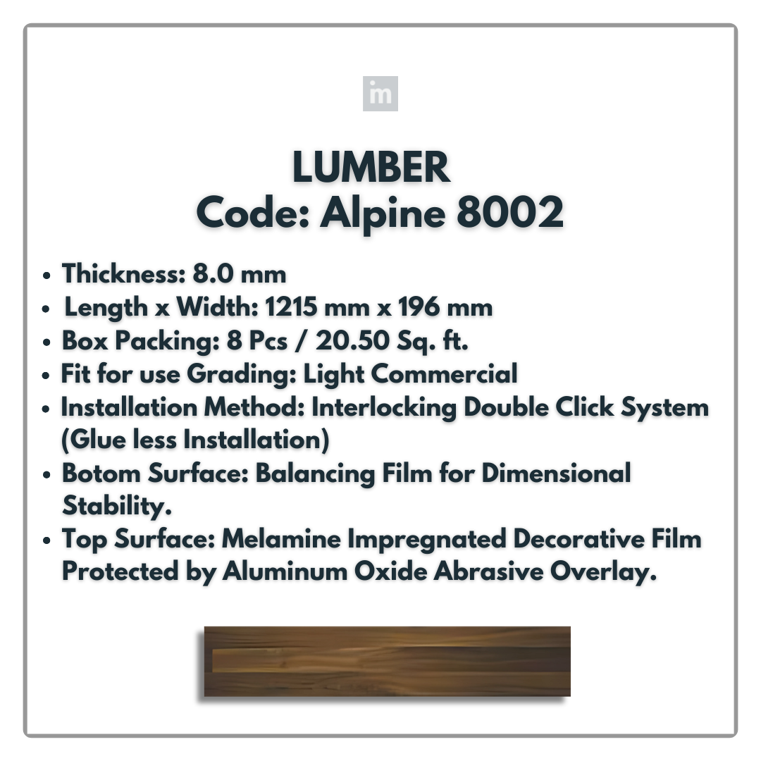 8002 - ALPINE - LUMBER - 1215MM X 196MM X 8.0MM  - WOODEN FLOORING -  SOLUTIA - FLOORING
