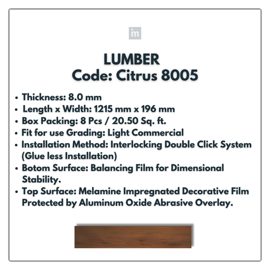 8005 - CITRUS - LUMBER - 1215MM X 196MM X 8.0MM  - WOODEN FLOORING -  SOLUTIA - FLOORING