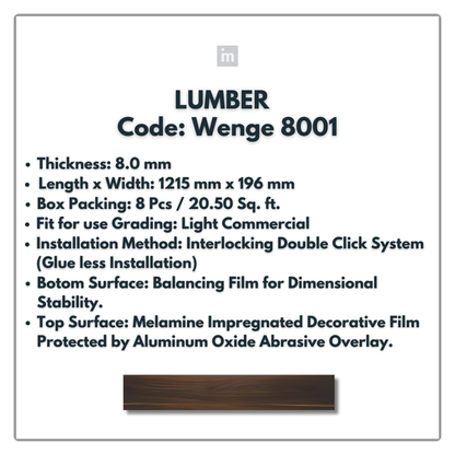 8001 - WRNGE - LUMBER - 1215MM X 196MM X 8.0MM  - WOODEN FLOORING -  SOLUTIA - FLOORING