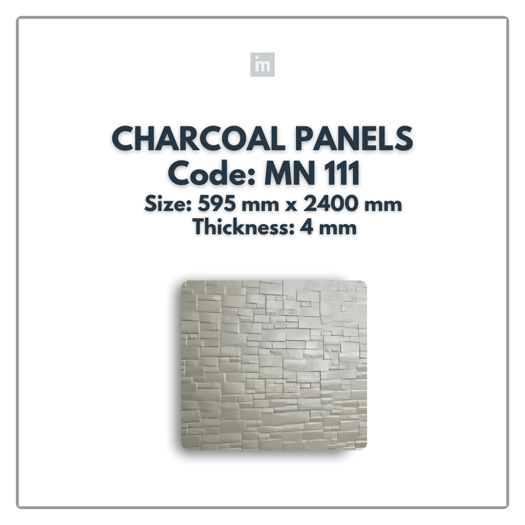 MN-111 / 2400MM x 595MM x 4MM / CHARCOAL PANELS / CARBON SERIES / REDEFINED LUXURY / MYSTIC PANELS AND PLANKS