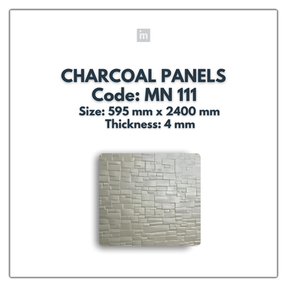 MN-111 / 2400MM x 595MM x 4MM / CHARCOAL PANELS / CARBON SERIES / REDEFINED LUXURY / MYSTIC PANELS AND PLANKS