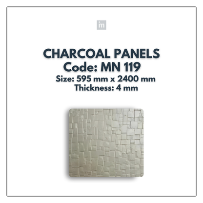 MN-119 / 2400MM x 595MM x 4MM / CHARCOAL PANELS / CARBON SERIES / REDEFINED LUXURY / MYSTIC PANELS AND PLANKS