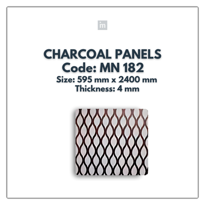 MN-182 / 2400MM x 595MM x 4MM / CHARCOAL PANELS / CARBON SERIES / REDEFINED LUXURY / MYSTIC PANELS AND PLANKS