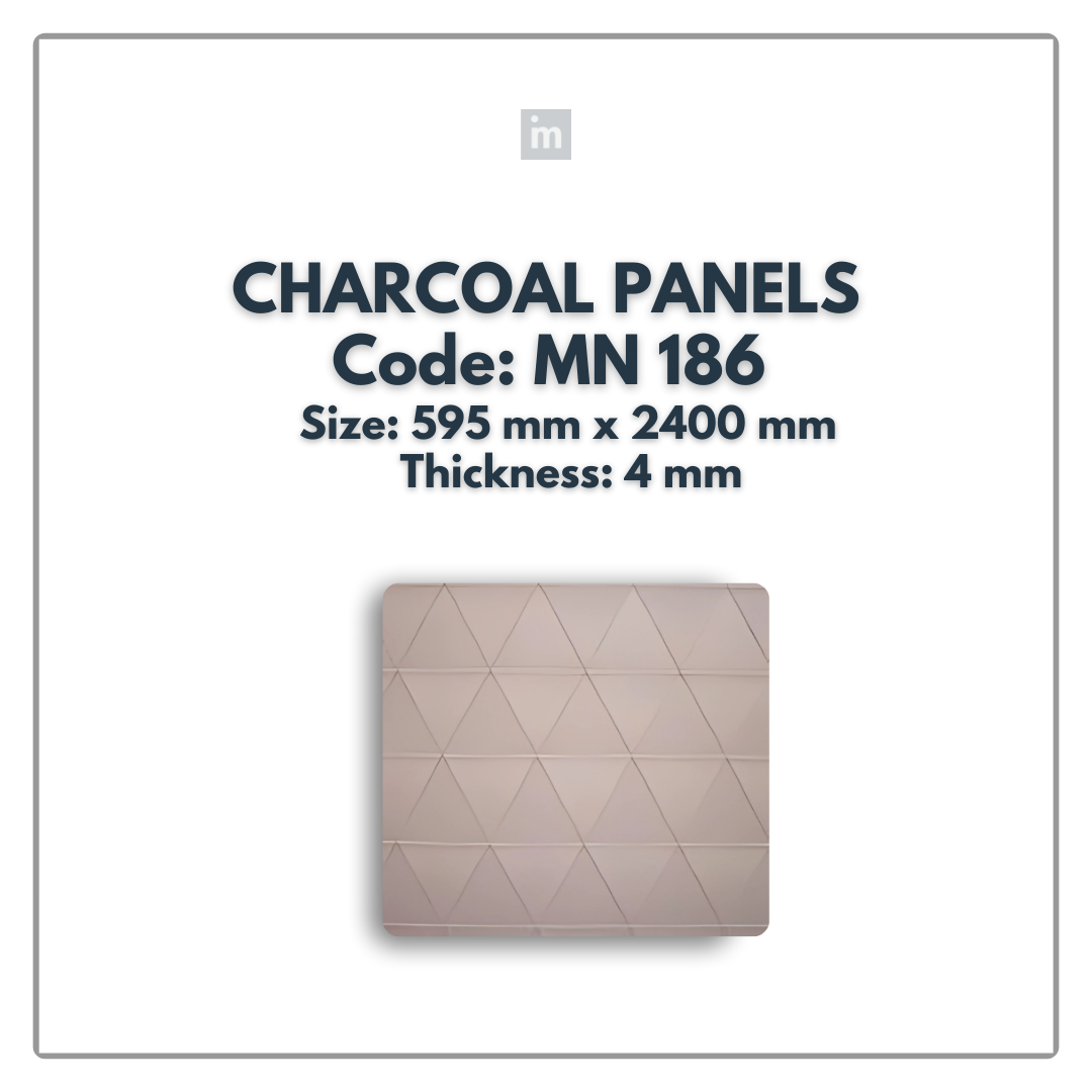 MN-186 / 2400MM x 595MM x 4MM / CHARCOAL PANELS / CARBON SERIES / REDEFINED LUXURY / MYSTIC PANELS AND PLANKS