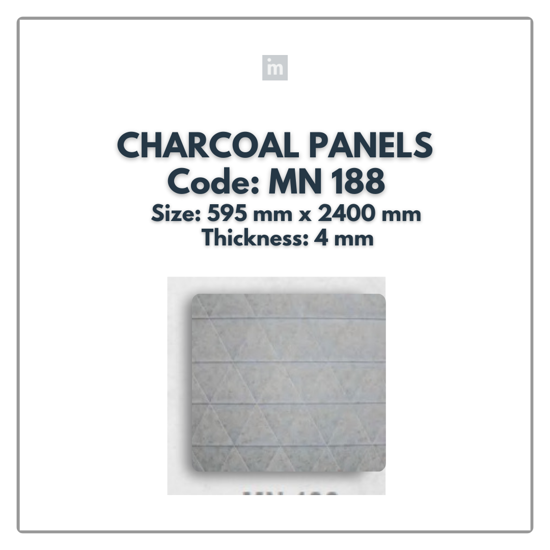 MN-188 / 2400MM x 595MM x 4MM / CHARCOAL PANELS / CARBON SERIES / REDEFINED LUXURY / MYSTIC PANELS AND PLANKS