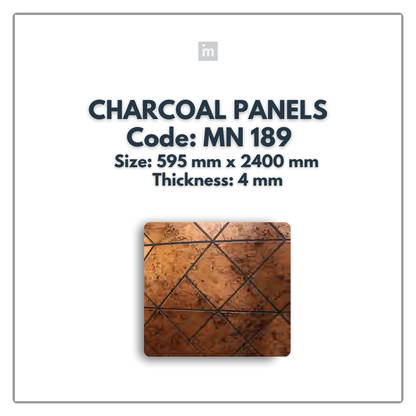 MN-189 / 2400MM x 595MM x 4MM / CHARCOAL PANELS / CARBON SERIES / REDEFINED LUXURY / MYSTIC PANELS AND PLANKS