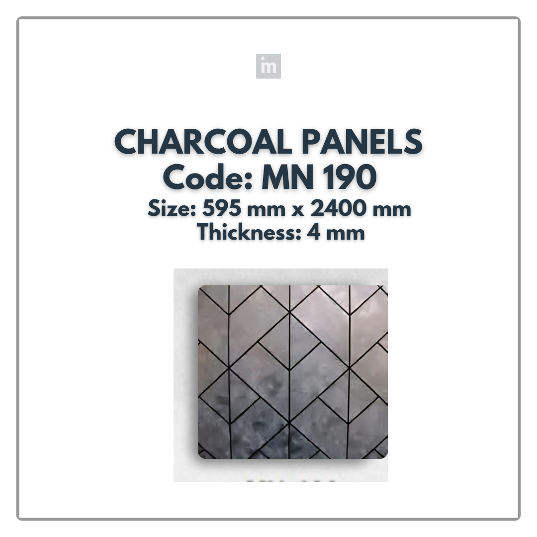 MN-190 / 2400MM x 595MM x 4MM / CHARCOAL PANELS / CARBON SERIES / REDEFINED LUXURY / MYSTIC PANELS AND PLANKS