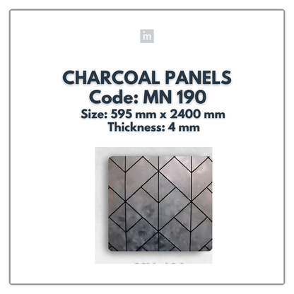 MN-190 / 2400MM x 595MM x 4MM / CHARCOAL PANELS / CARBON SERIES / REDEFINED LUXURY / MYSTIC PANELS AND PLANKS
